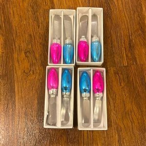 Stainless steel butter knife spreaders. Christmas decor.